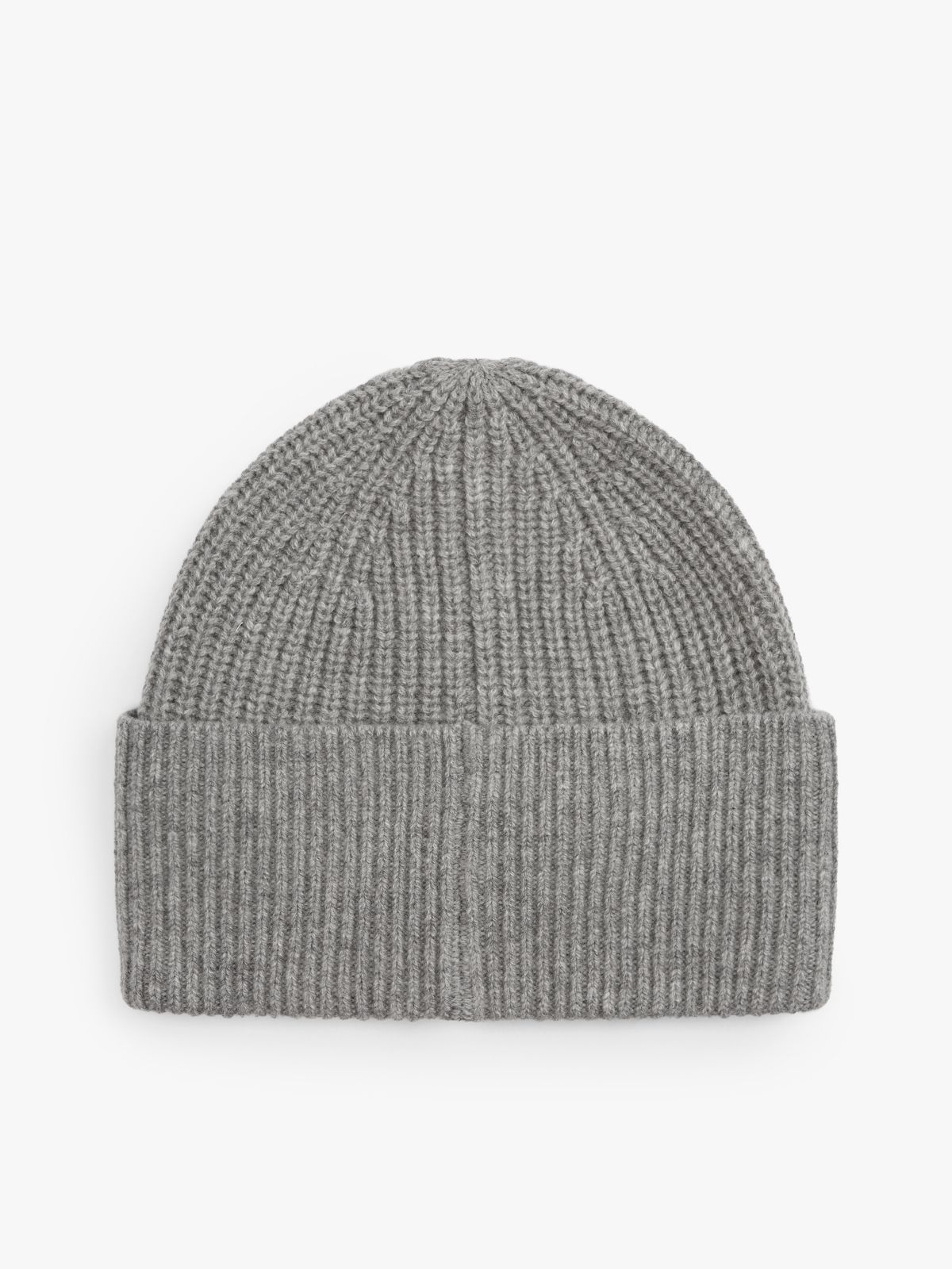 Cashmere Blend Logo Embroidery Beanie — Grey