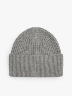 Cashmere Blend Logo Embroidery Beanie — Grey 2