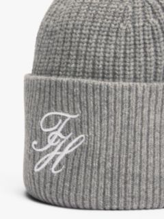 Cashmere Blend Logo Embroidery Beanie — Grey 3