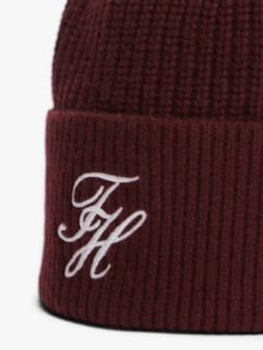 Cashmere Blend Logo Embroidery Beanie — Red 3