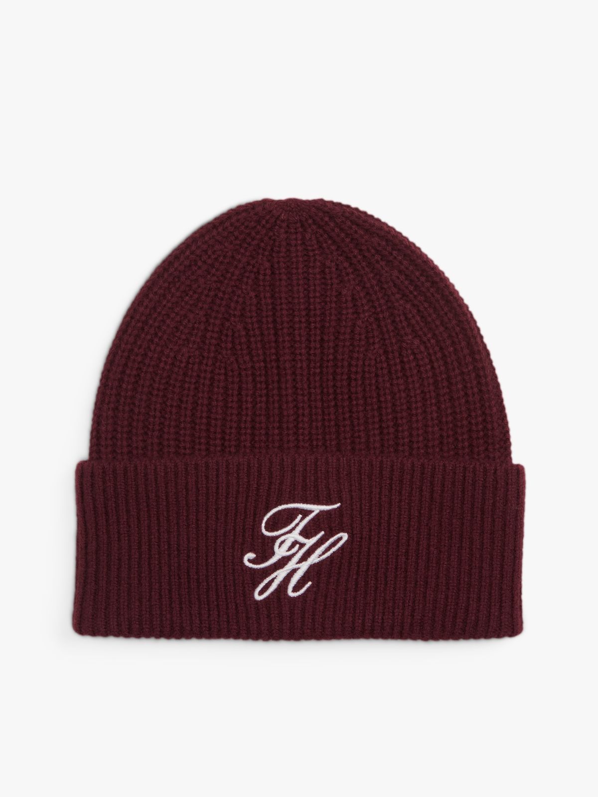 Cashmere Blend Logo Embroidery Beanie — Red
