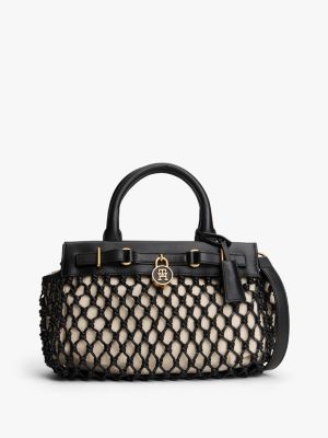 cabas the american icon en macramé black pour femmes tommy hilfiger
