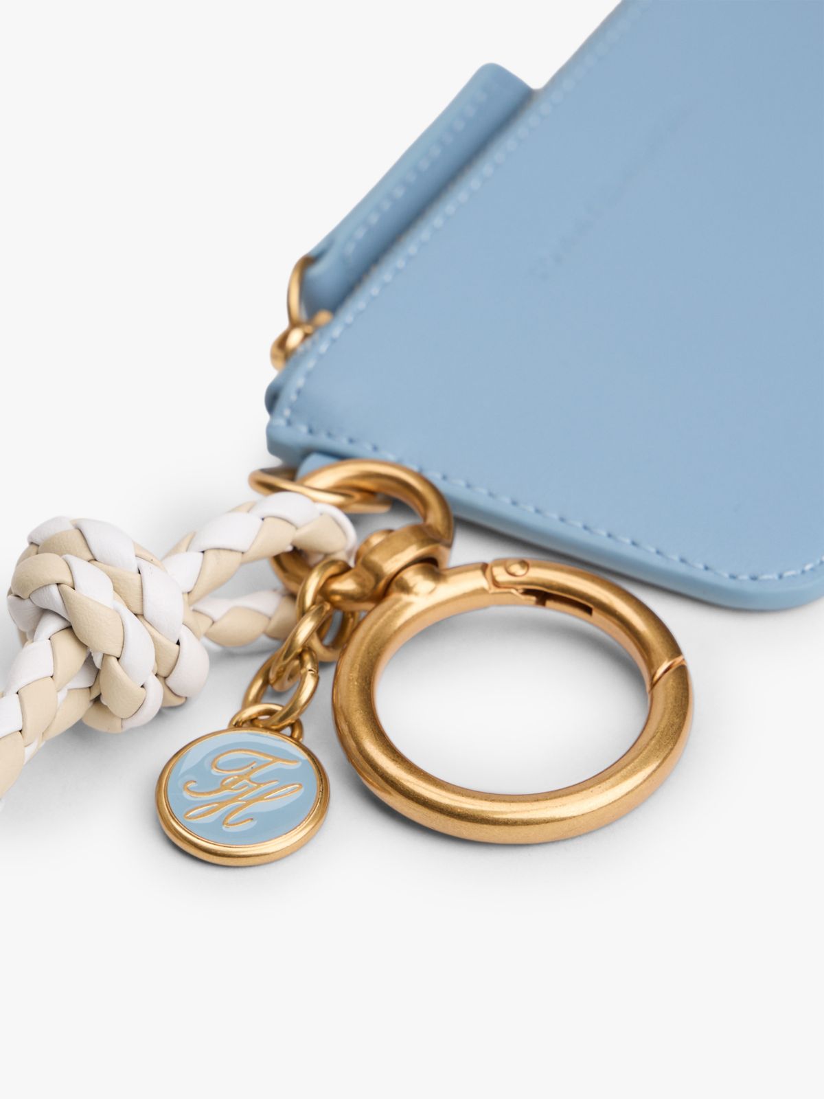 Multi Charm Leather Keyring Purse — Blue
