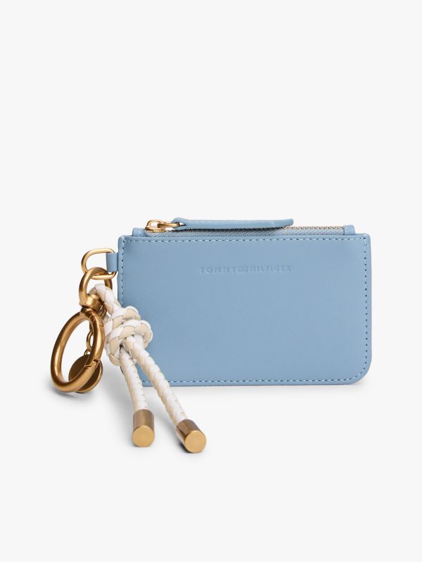 Multi Charm Leather Keyring Purse — Blue