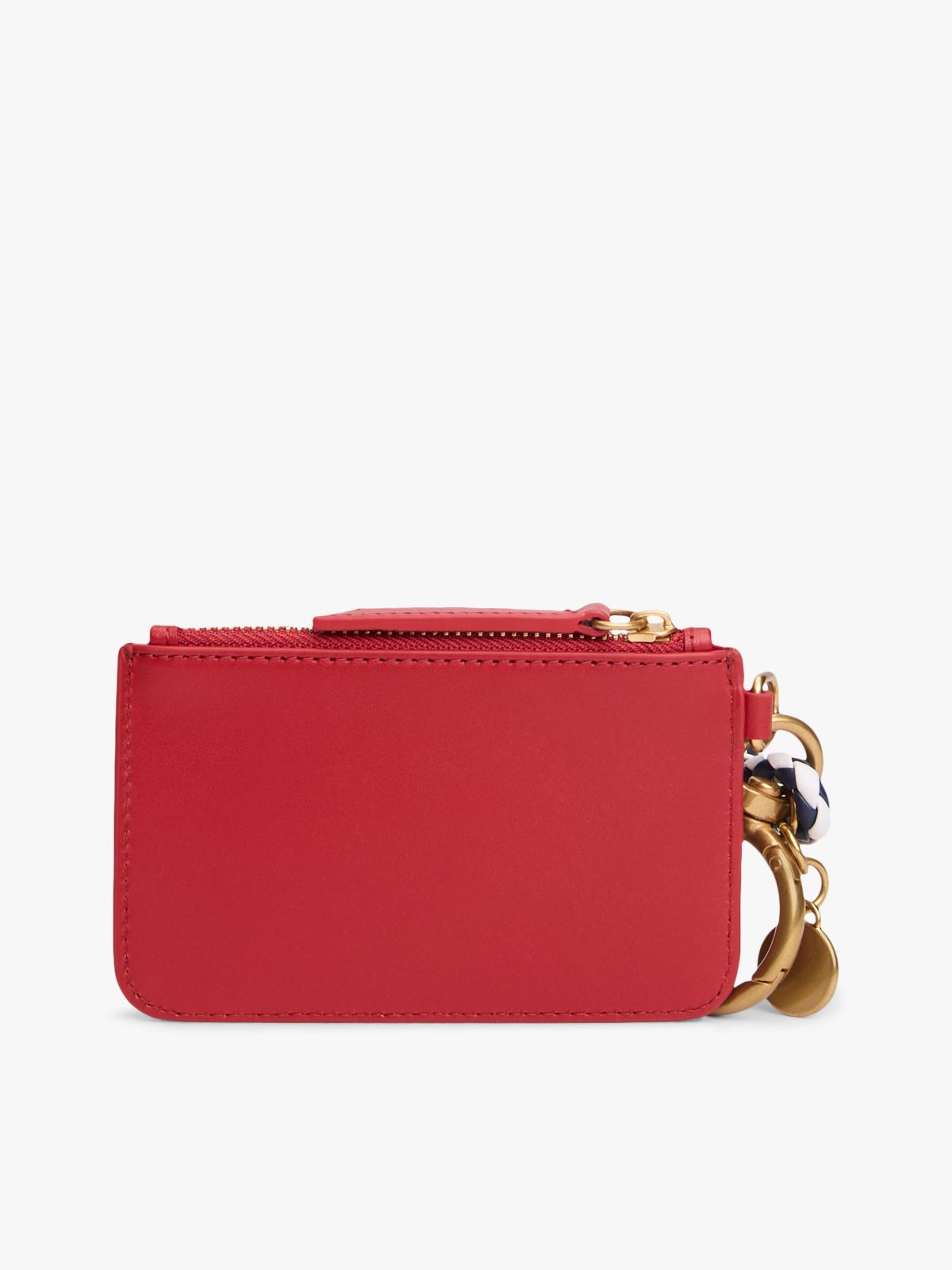 Multi Charm Leather Keyring Purse — Red