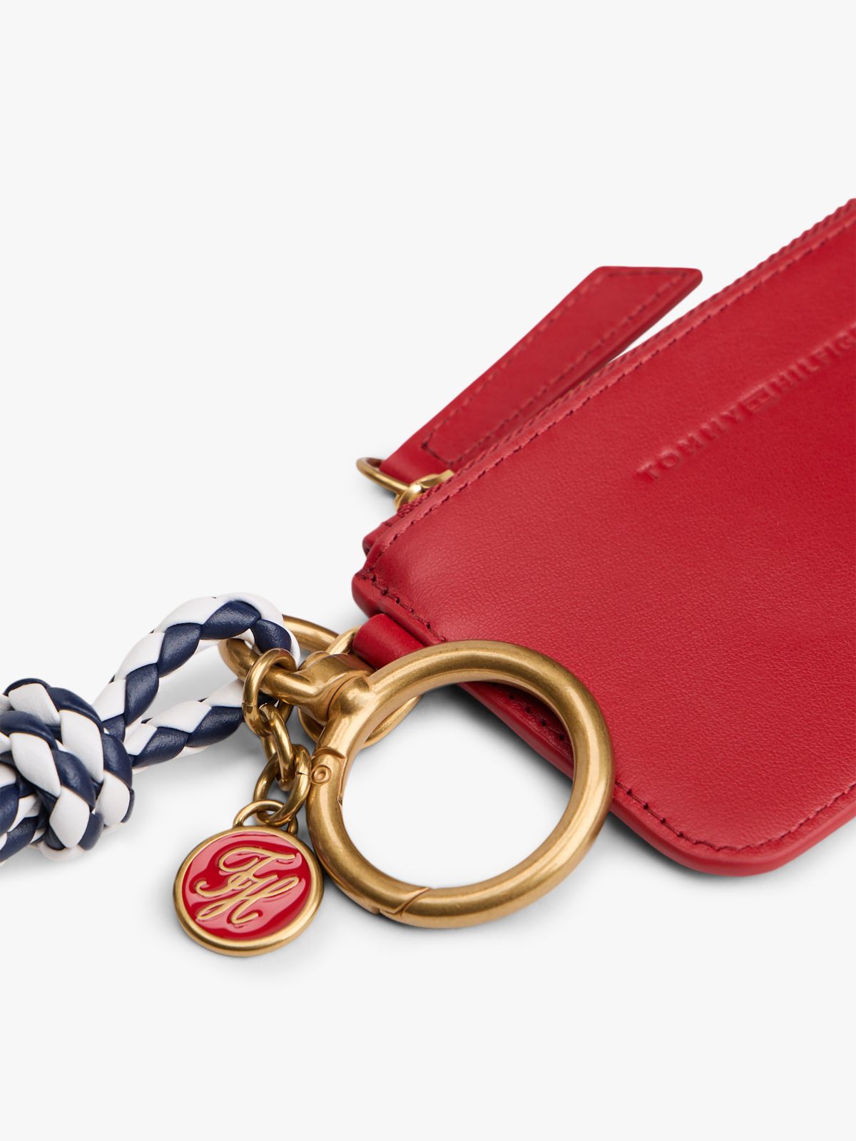 Multi Charm Leather Keyring Purse — Red