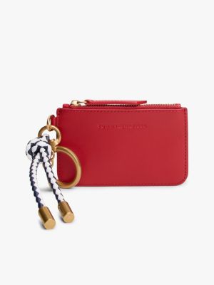 red multi charm leather keyring purse for women tommy hilfiger