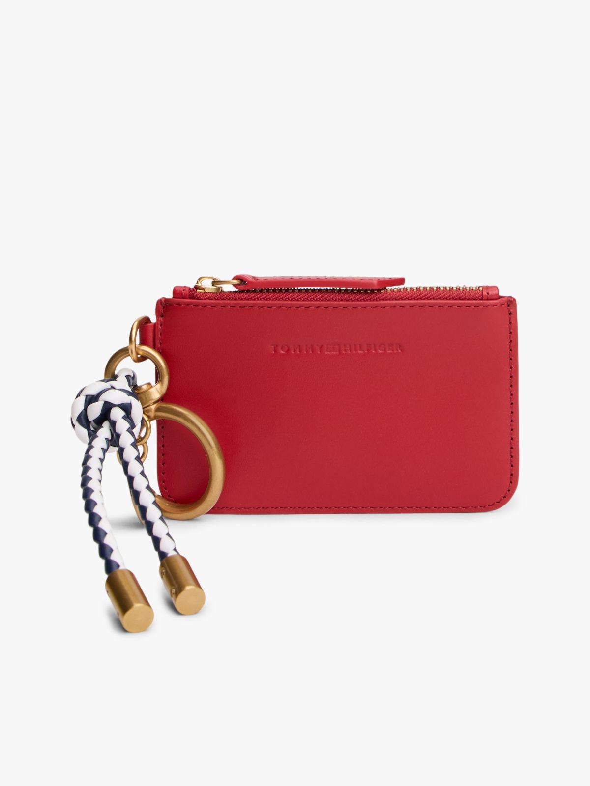 Multi Charm Leather Keyring Purse — Red