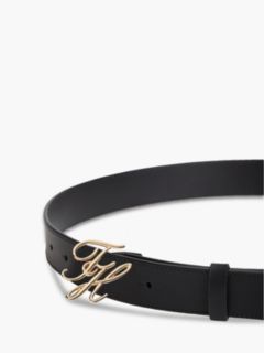 Leather Logo Plaque Buckle Belt — Black 3