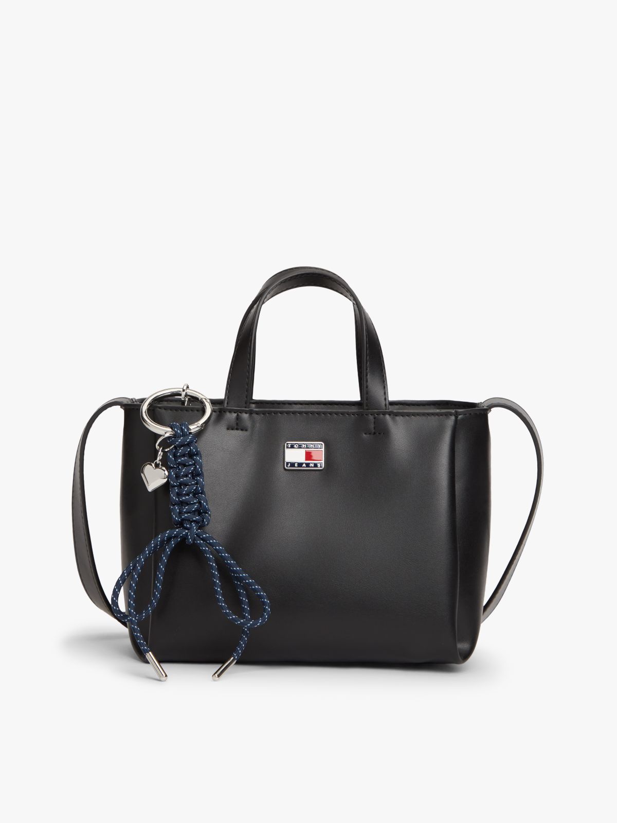Logo Charm Crossbody Tote Bag — Black