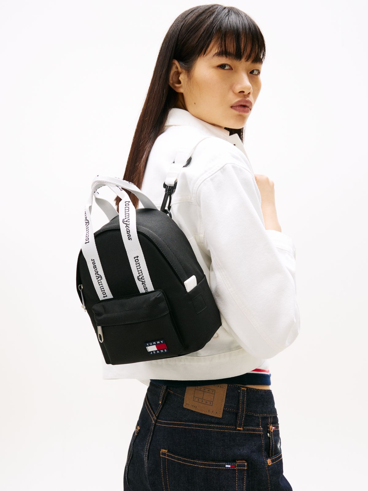 Essential Repeat Logo Dome Backpack — Black