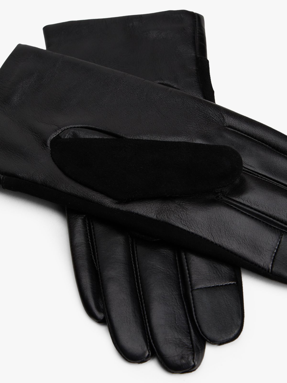 Chic Suede Back Leather Gloves — Black