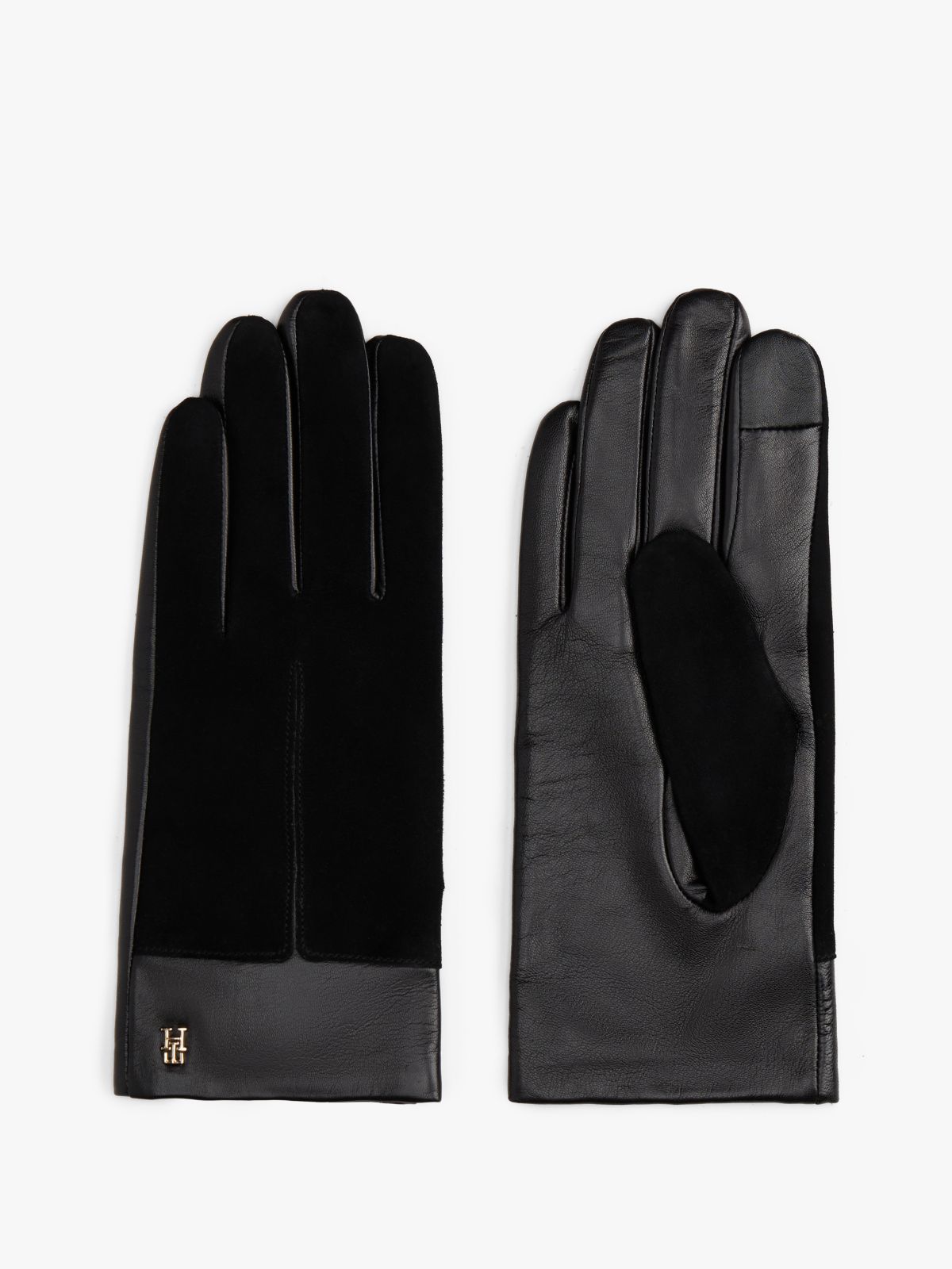 Chic Suede Back Leather Gloves — Black