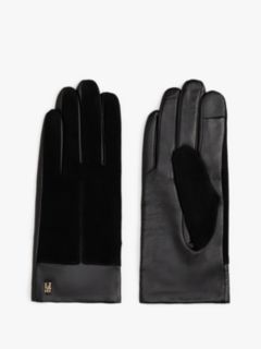 Chic Suede Back Leather Gloves — Black 1
