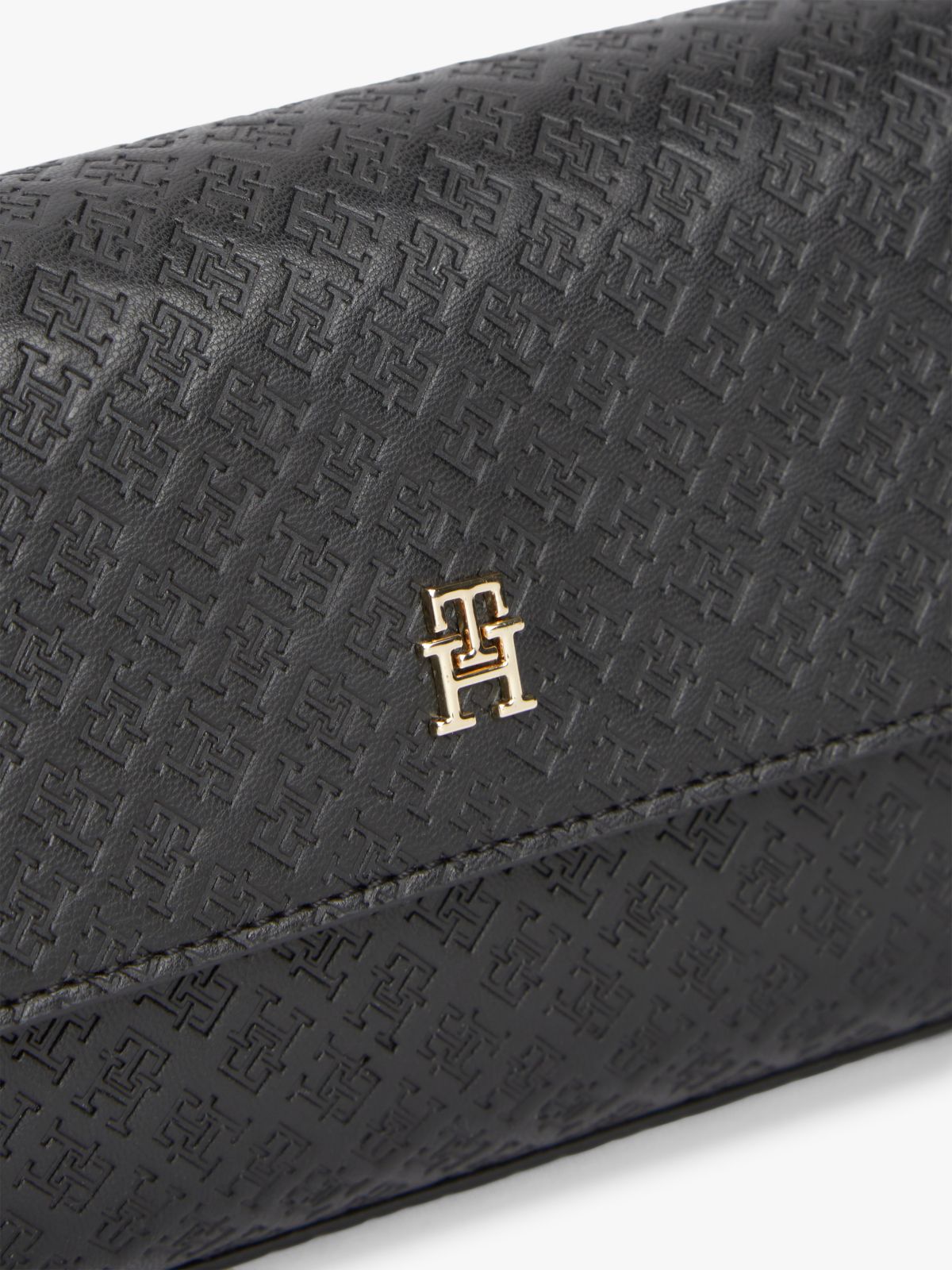 Hilfiger Icon Debossed Logo Flap Pouch — Black