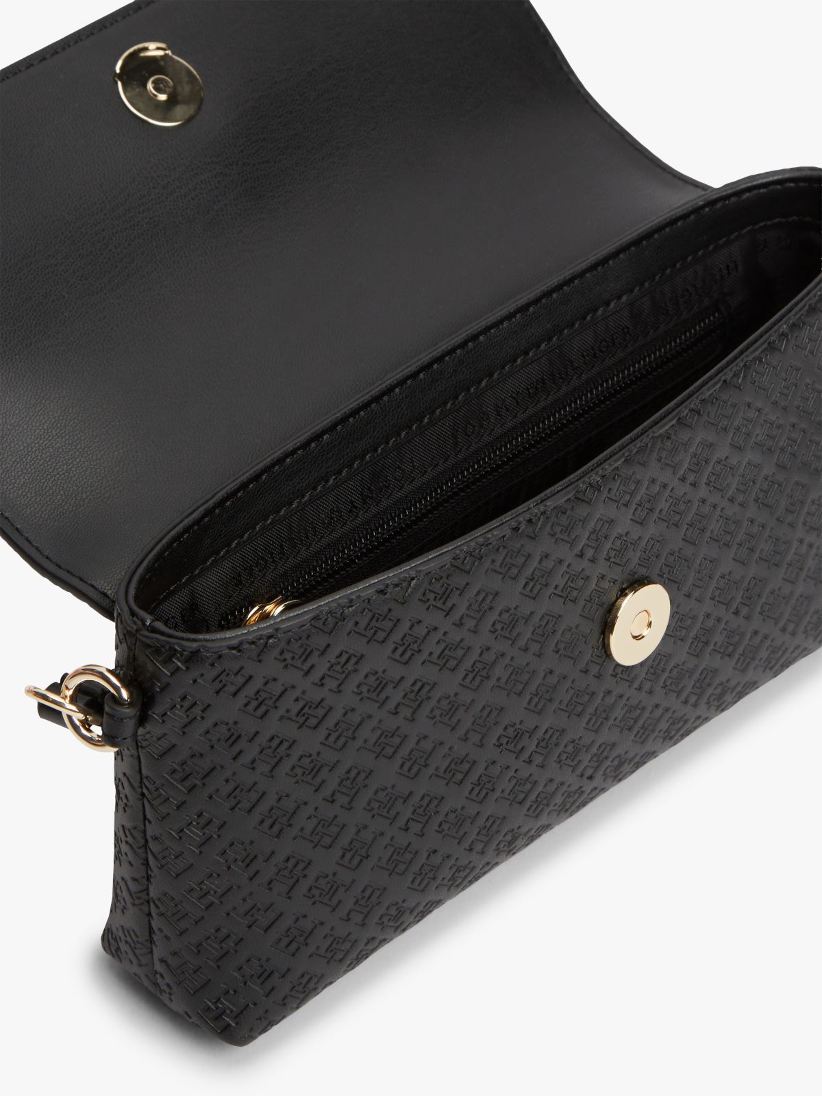 Hilfiger Icon Debossed Logo Flap Pouch — Black
