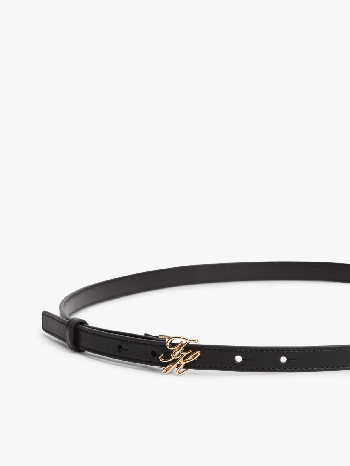 Logo Plaque Buckle Leather Belt — Black