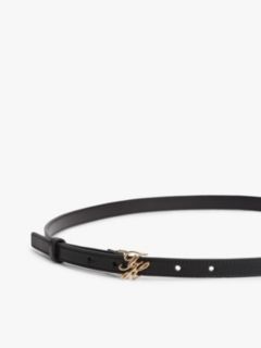 Logo Plaque Buckle Leather Belt — Black 3