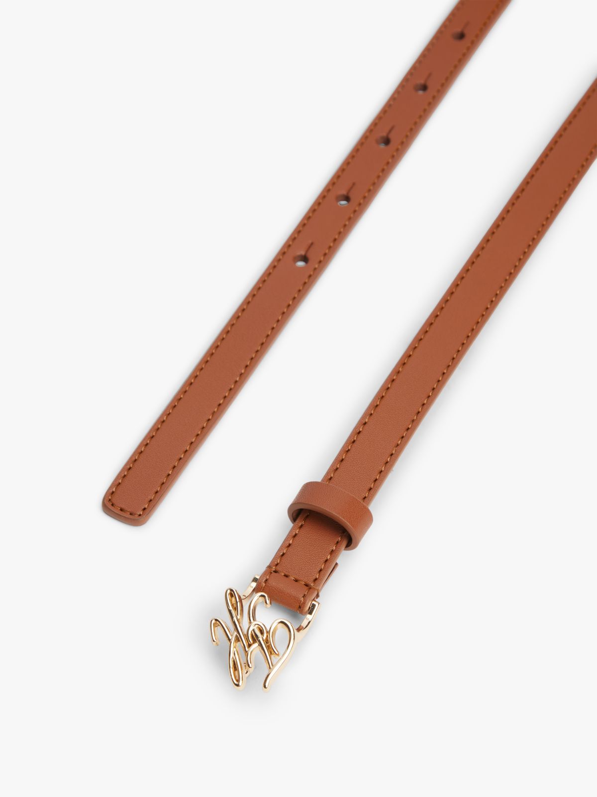 Logo Plaque Buckle Leather Belt — Brown