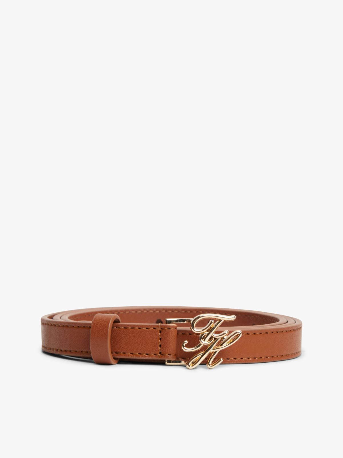 Logo Plaque Buckle Leather Belt — Brown