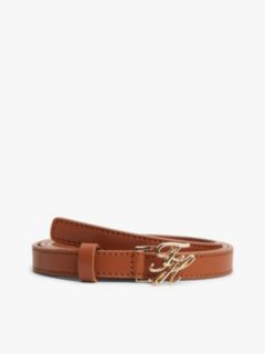 Logo Plaque Buckle Leather Belt — Brown 1