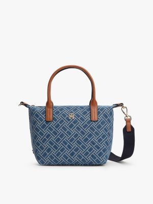 blue flag denim crossbody tote bag for women tommy hilfiger