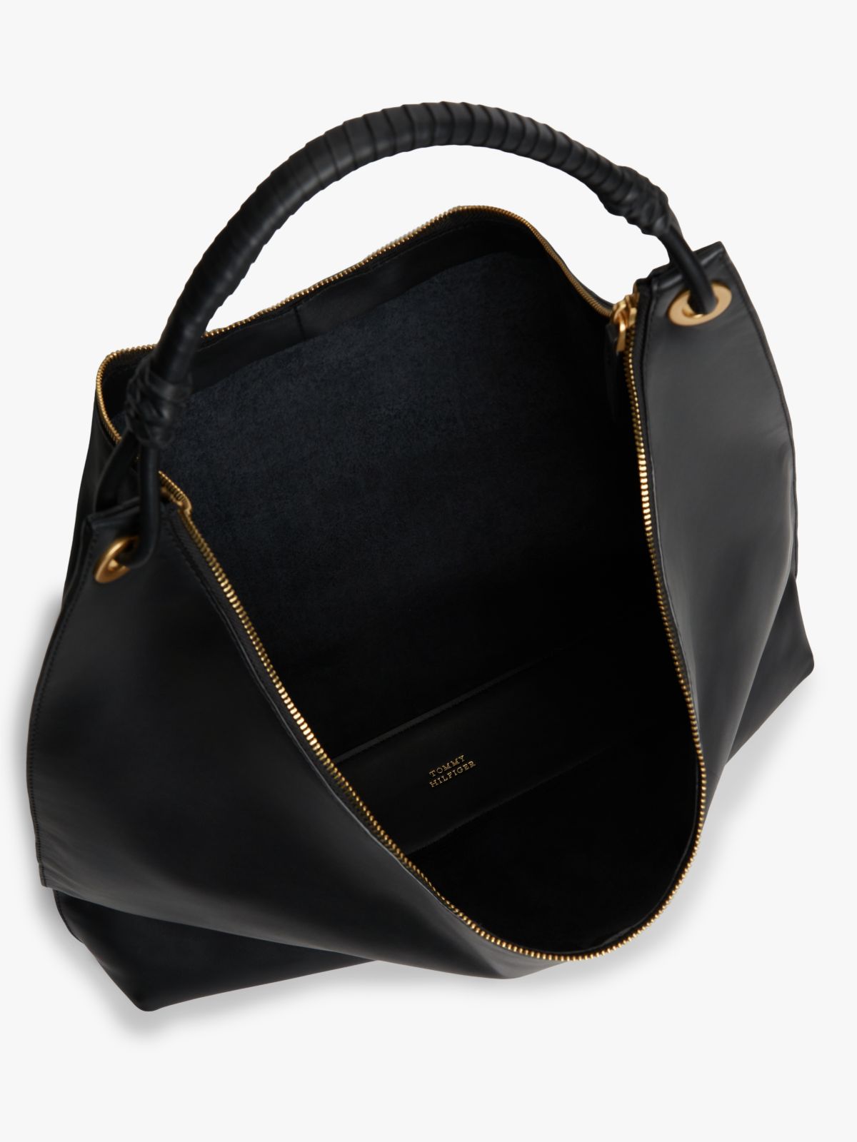 Leather Tassel Hobo Bag — Black