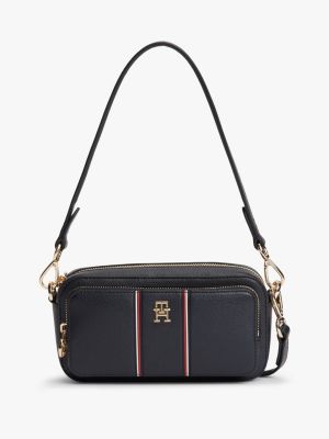 blue signature shoulder camera bag for women tommy hilfiger