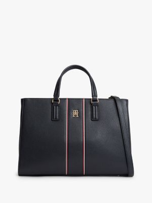 bolso satchel bandolera con cinta distintiva blue de mujeres tommy hilfiger