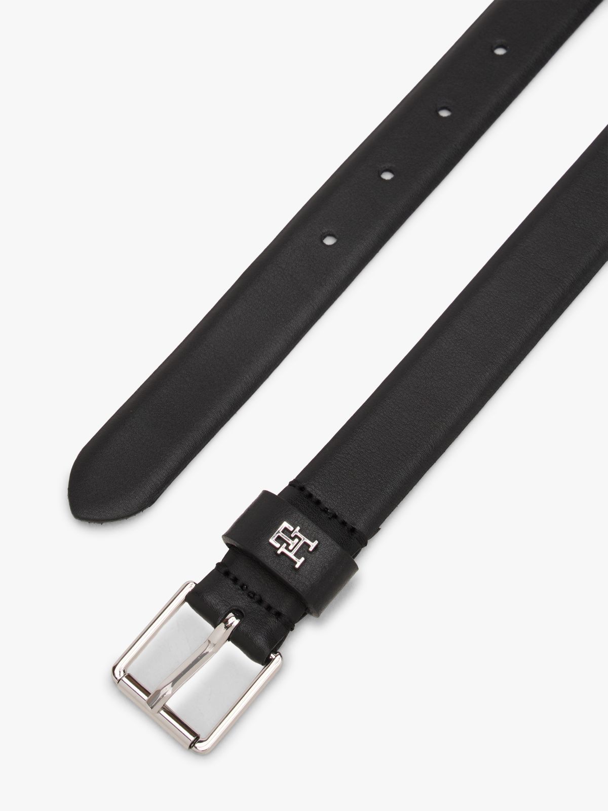 TH Monogram Square Buckle Leather Belt — Black