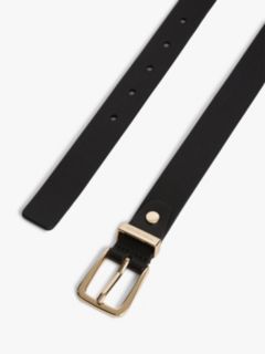 Logo Keeper Rectangular Buckle Leather Belt — Black 2