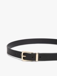 Logo Keeper Rectangular Buckle Leather Belt — Black 3