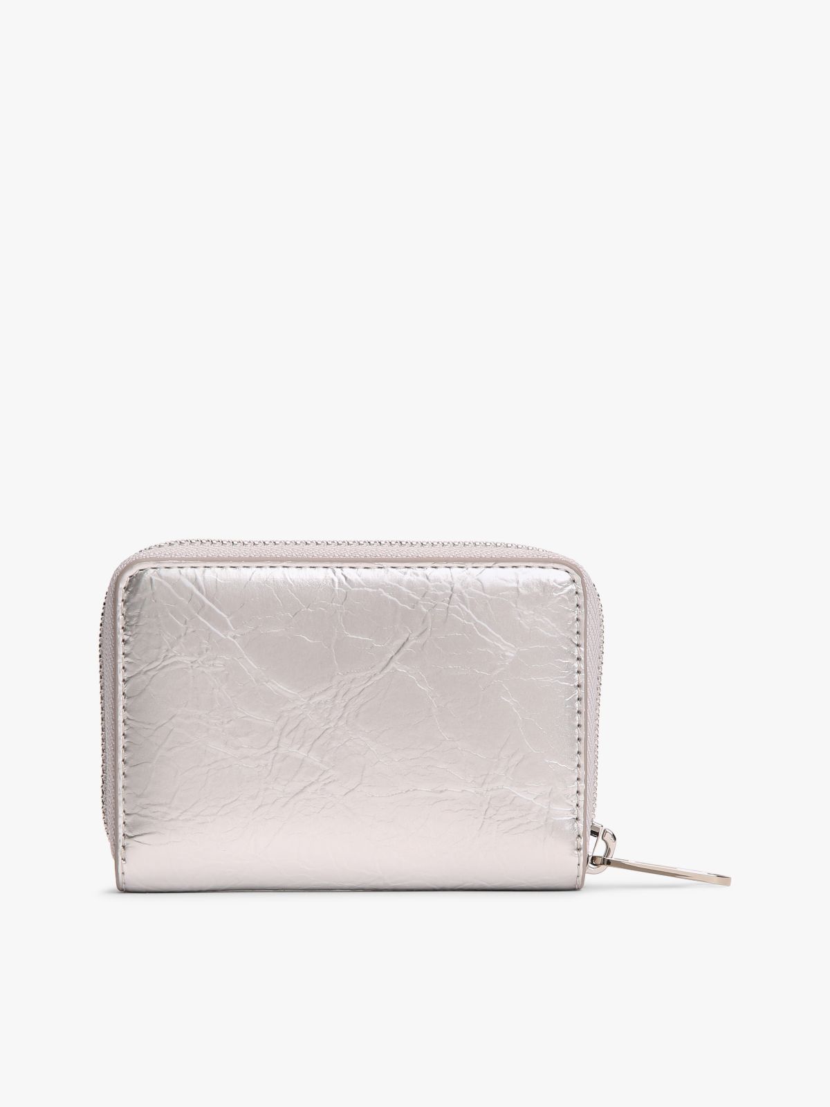 Essential Textured Logo Metallic Wallet — Grey