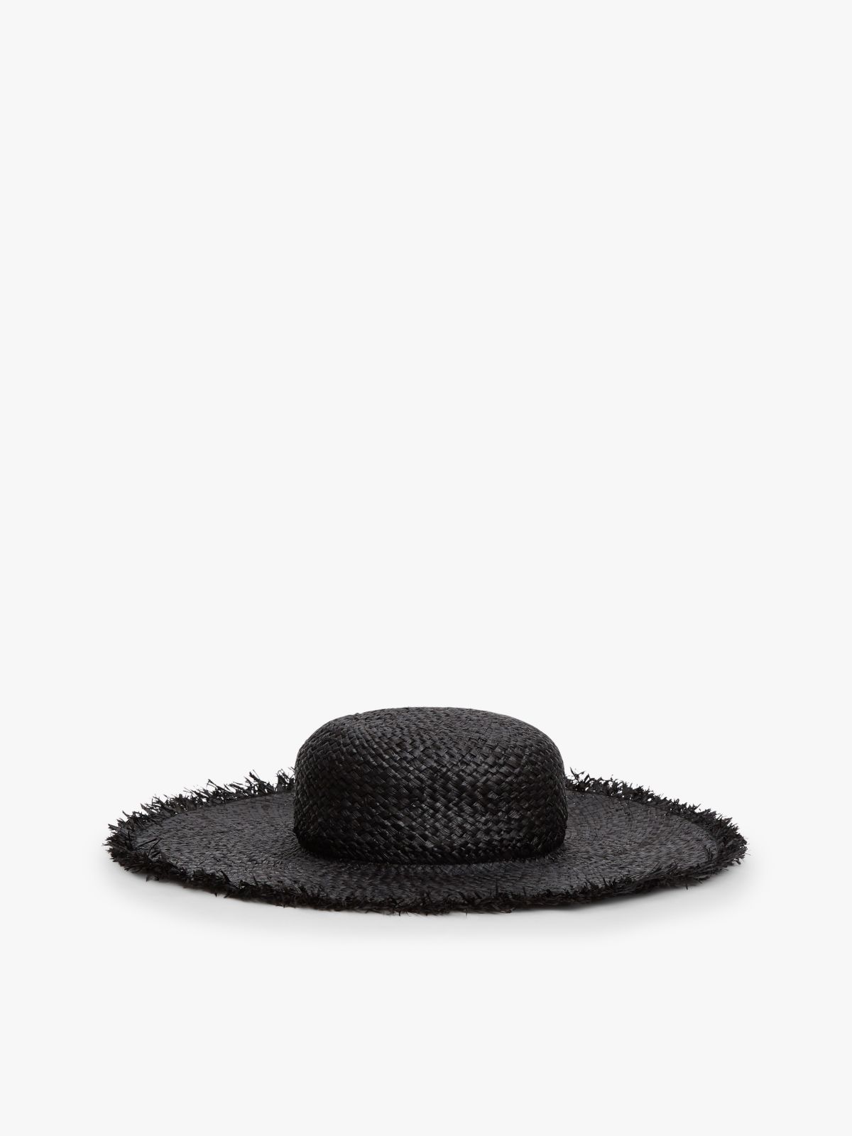 Logo Plaque Woven Straw Hat — Black