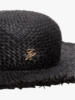 Logo Plaque Woven Straw Hat — Black 3