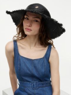Logo Plaque Woven Straw Hat — Black 4