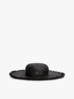 Logo Plaque Woven Straw Hat — Black 1