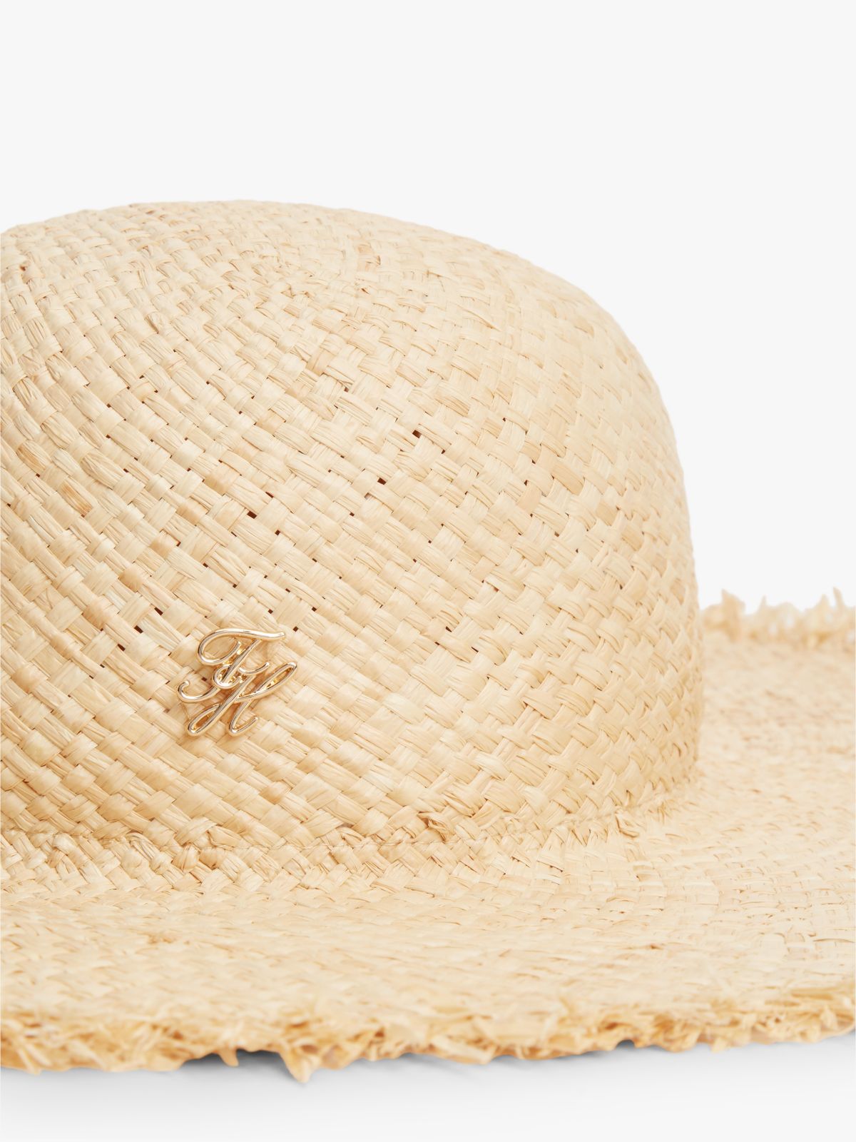 Logo Plaque Woven Straw Hat — Khaki