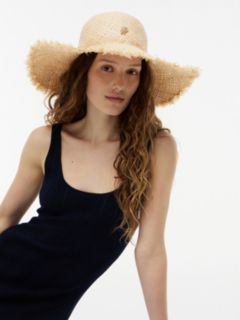 Logo Plaque Woven Straw Hat — Khaki 4