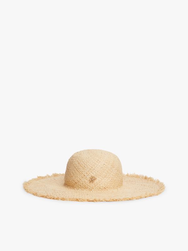 Logo Plaque Woven Straw Hat — Khaki