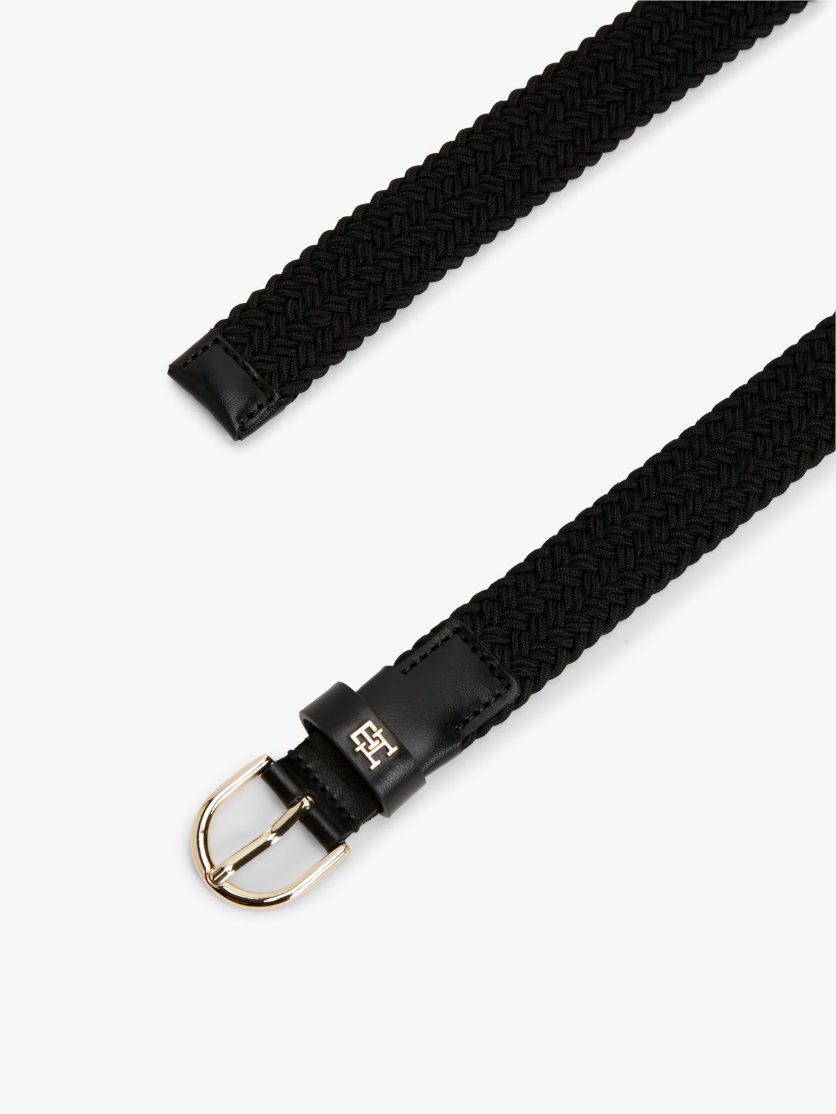 Essential TH Monogram Braided Elastic Belt — Black