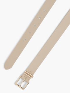 Double Keeper Square Buckle Leather Belt — Beige 2
