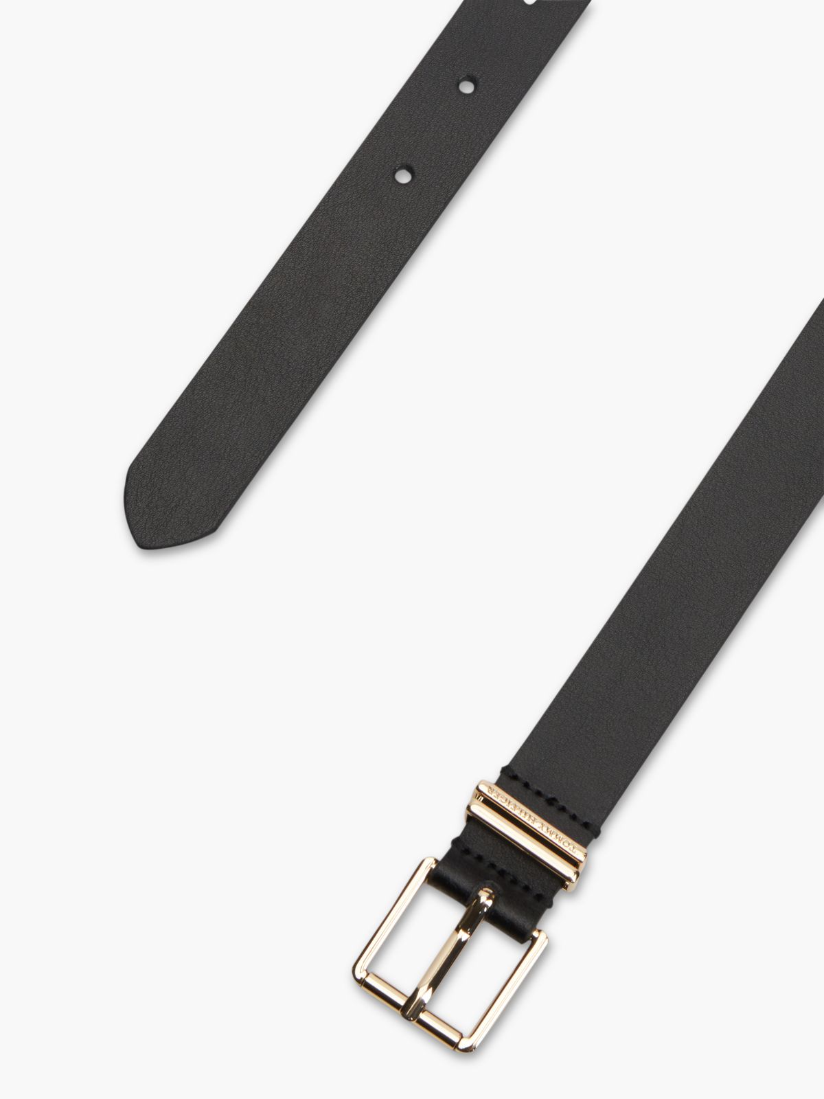 Double Keeper Square Buckle Leather Belt — Black