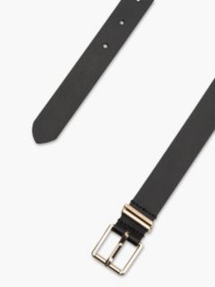 Double Keeper Square Buckle Leather Belt — Black 2