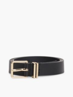 Double Keeper Square Buckle Leather Belt — Black 4