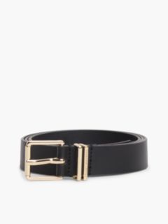 Double Keeper Square Buckle Leather Belt — Black 6