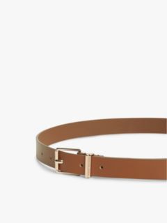 Double Keeper Square Buckle Leather Belt — Brown 3