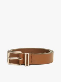 Double Keeper Square Buckle Leather Belt — Brown 4