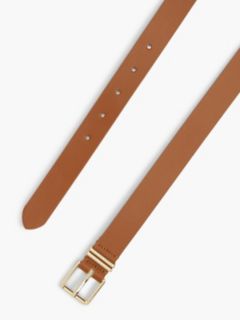 Double Keeper Square Buckle Leather Belt — Brown 2