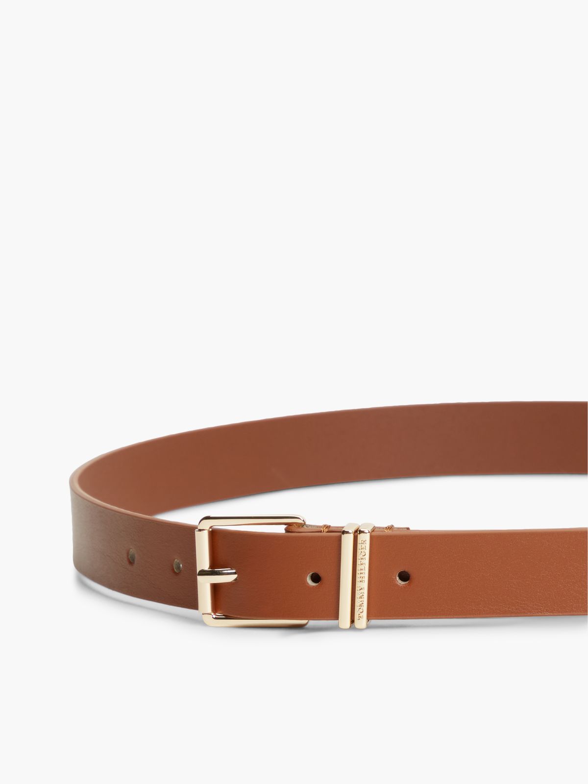 Double Keeper Square Buckle Leather Belt — Brown